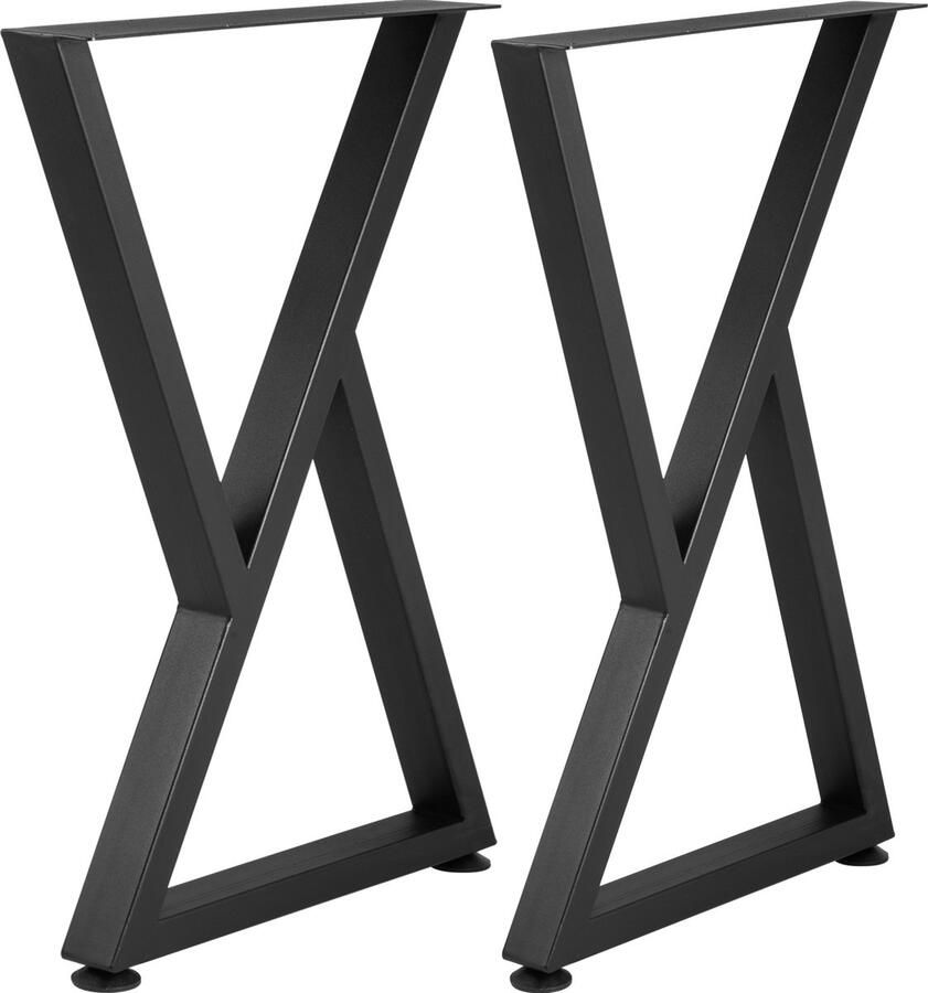Metalen Tafelpoten 28x18 inch set van 2 Robuuste Tafelpoten voor Bureaus en Banken. Smeedijzer met Rubberen Vloerbeschermers matte Afwerking. Ideaal voor doe-het-zelf eettafels thuis