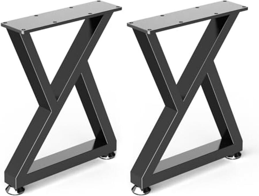 Metalen Tafelpoten Set van 2 – Zware Belastbare Industriële Doe-Het-Zelf Meubelpoot voor Eettafel of Salontafel – Z-Type 30x41.5 cm