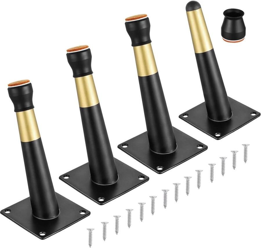 Metalen tafelpoten zwart goud set van 4 15 cm