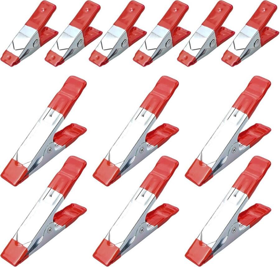 Metalen Veerklemmen met Rubber Grip 12 Stuks voor Houtbewerking en Fotografie