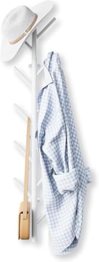 Metalen verticale kapstok wandmontage 100 cm witte metalen kapstokhaken met 11 haken multifunctioneel met antislip voor het