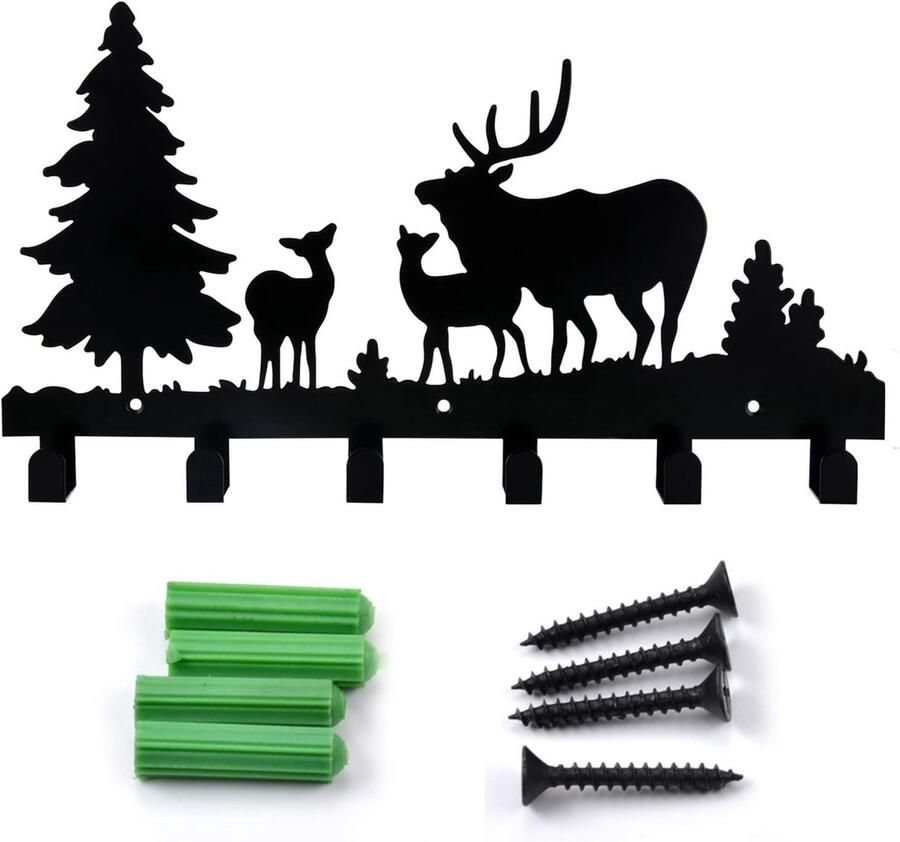 Metalen wandkapstok met 6 haken haakkapstokhaken decoratieve wandhaken voor woonkamer keuken badkamer opbergruimte voor jassen hoeden badjassen handdoeken sleutels