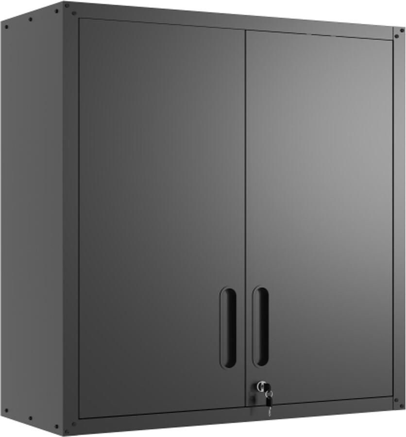 Metalen wandkast met deurslot en plank Robuust milieuvriendelijk ideaal voor garage werkplaats en kantoor Geen hout geen formaldehyde huisdier- en gezinsvriendelijk H77 cm × B75 cm × D30 cm