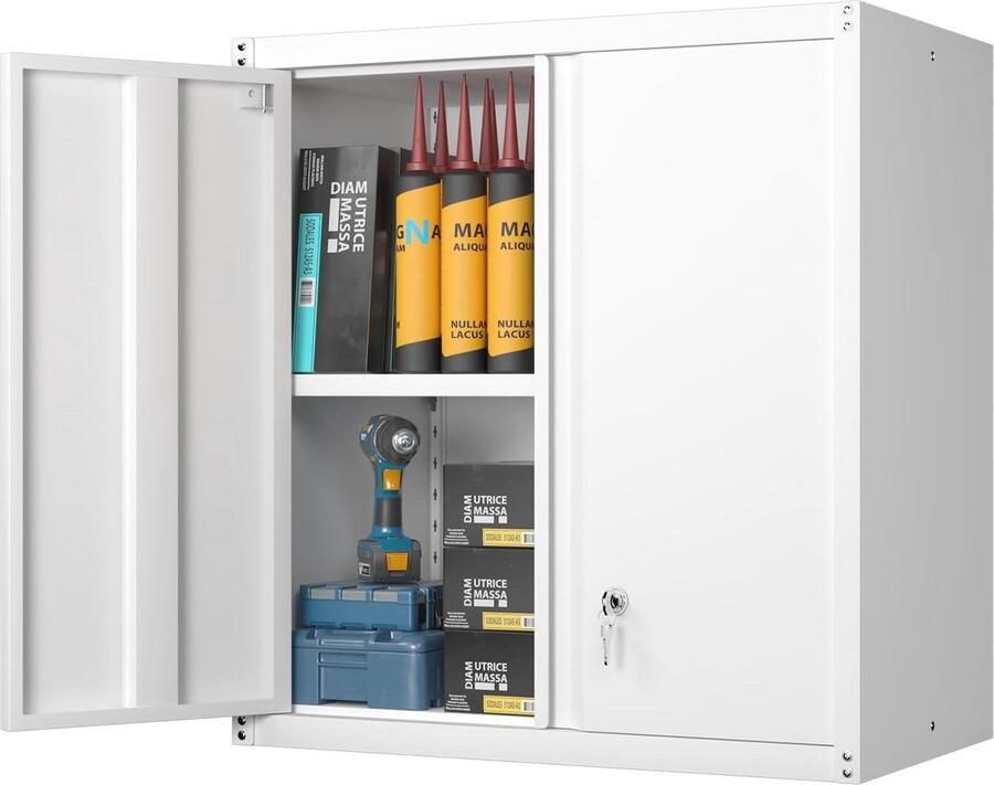 Metalen wandkast met slot en verstelbare plank Ideaal voor kantoor en thuis