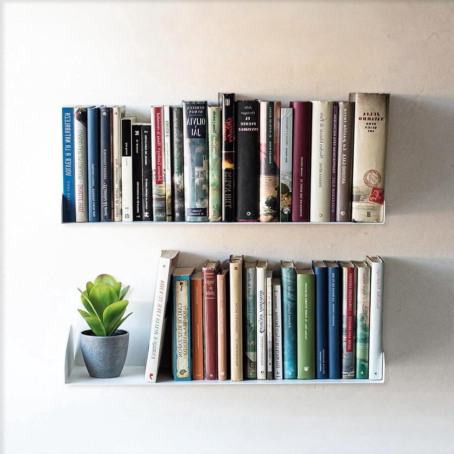 Metalen Wandplank voor Boeken Wandrek Decoratie 1 Stuk Wit 60 cm
