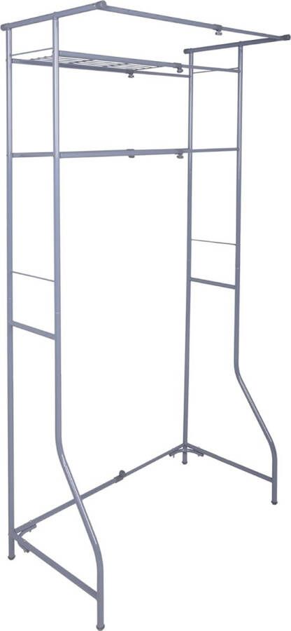 Metalen wasmachinerek met variabele breedte 170 x 60-90 cm bovenbouw staand rek grijs met 2 planken