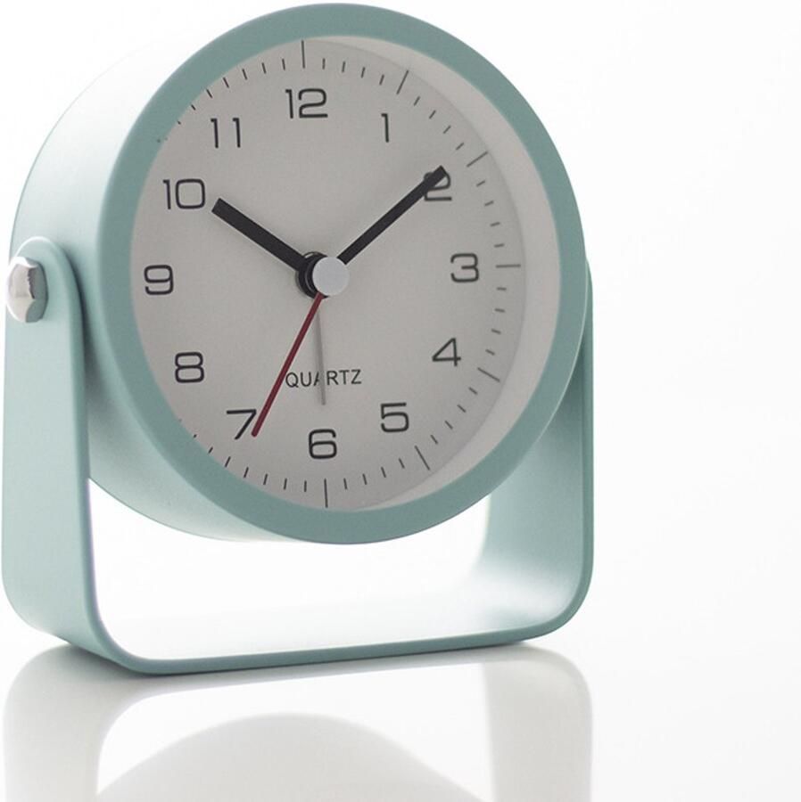 Metalen wekker voor kinderen Wekker digitale wekker Bureauwekker voor studenten Stille kwartsklok Eenvoudige roterende wekker Nachtkastje met licht Lichtgroen