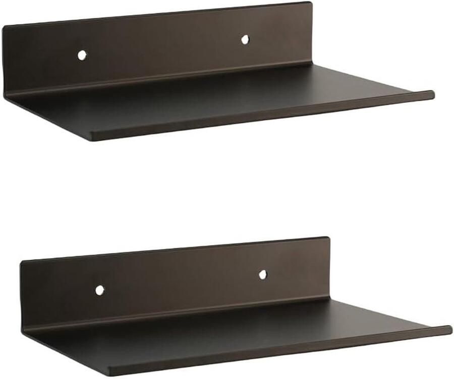 Metalen zwevende planken modern design set van 3 zwart ruimtealuminium