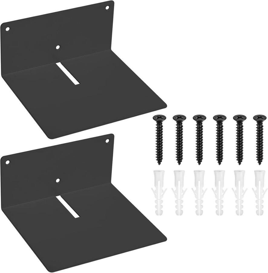 Metalen Zwevende Planken voor Muur Ondersteuning voor Wanddecoratie Boeken en Planten 2 Stuks Zwart