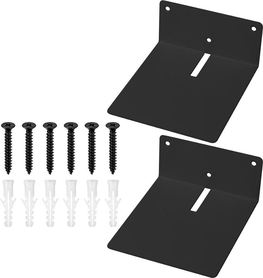 Metalen zwevende wandplank set voor muur decoratieve boekenplanken wandgemonteerde opbergplank voor slaapkamer keuken wonen badkamer set van 2 (zwart)