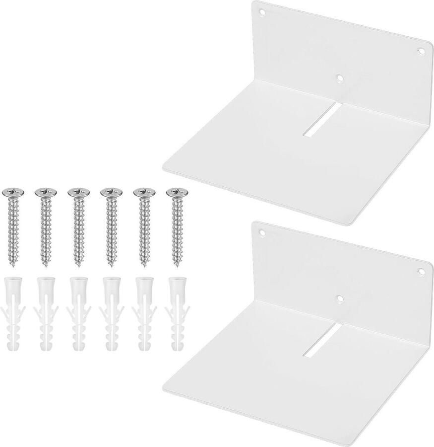 Metalen zwevende wandplanken set van 2 wit 168 x 139 voor slaapkamer keuken kantoor badkamer
