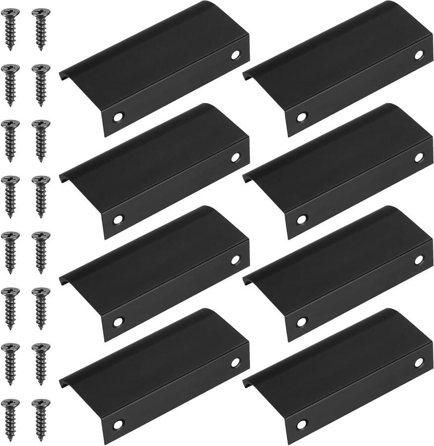 Meubel grepen set van 8 verborgen handgrepen voor keukenkasten en lades met schroeven