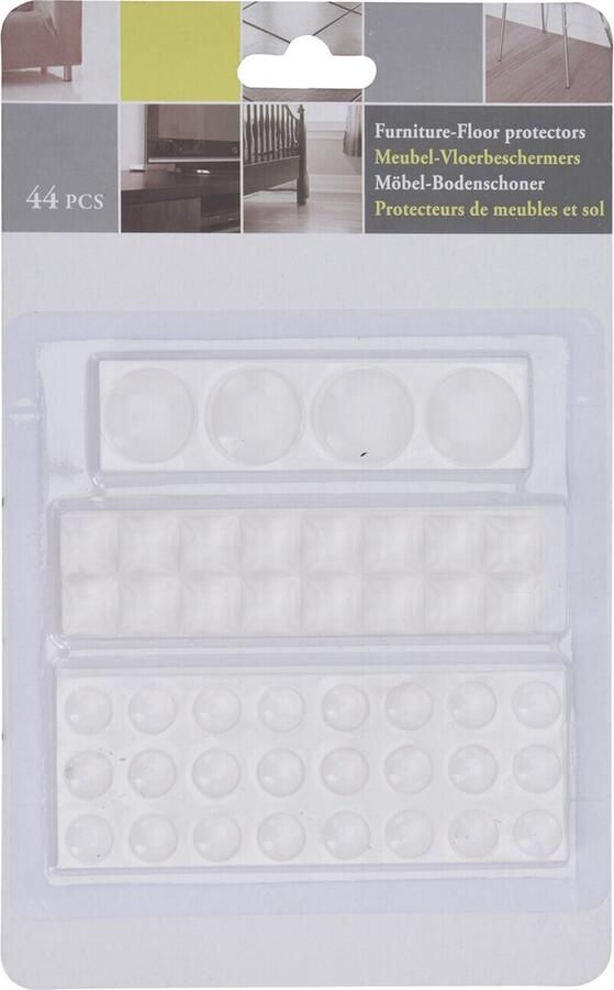 Meubel vloerbeschermers van vinyl 44x delig antislip wit zelfklevend