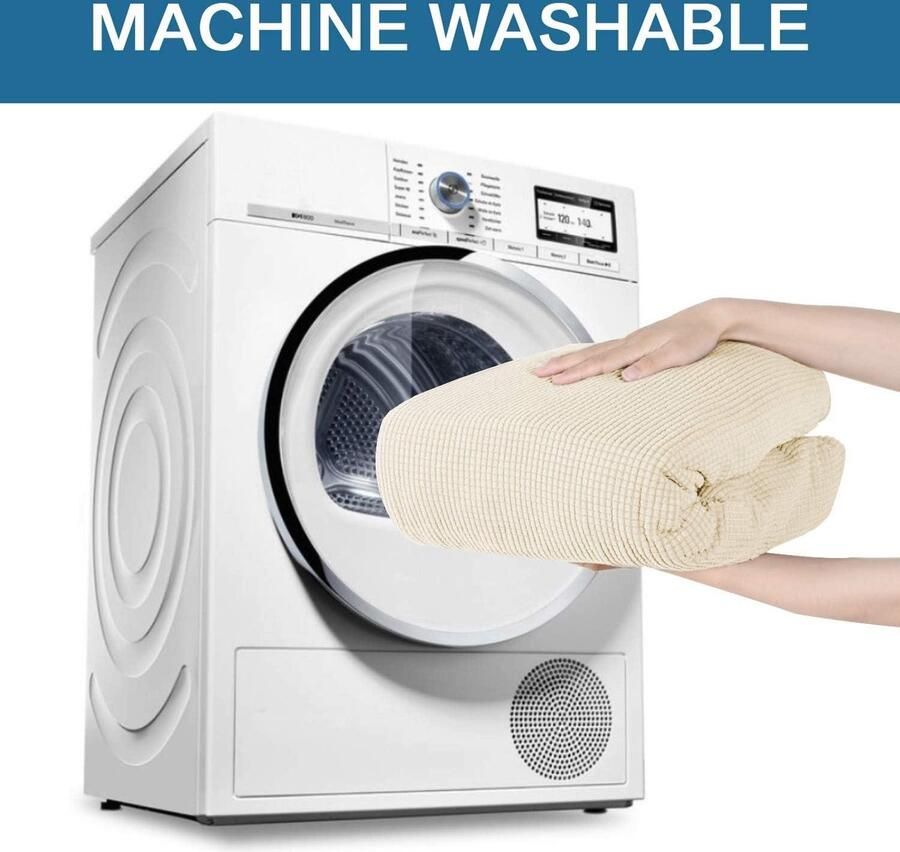 Meubelbeschermer voor Banken Super Stretch Sofa Covers voor Sofa Covers met Elastische Bodem Dikke Zachte Antislip Ideaal voor Kinderen en Huisdieren 3-zits Natuurlijk Bankhoes