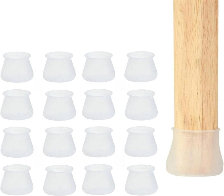 Meubelbeveiliging pad gemaakt van wit siliconen duurzaam transparant en antislip meubel slider eetkamerstoel beenbescherming pad hardhouten vloer cup sokken geschikt voor thuis en kantoor stoelen (24 stuks) 4x4x3cm