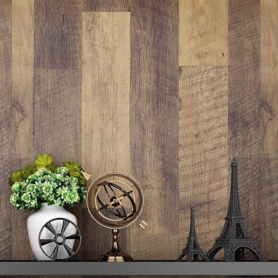 Meubelfolie Hout Zelfklevende Film 60CM x 5M Behang Bruin Waterdicht Houtlook Decoratieve Film Peel en Stick voor Woonkamer Kast Meubels Tafelblad