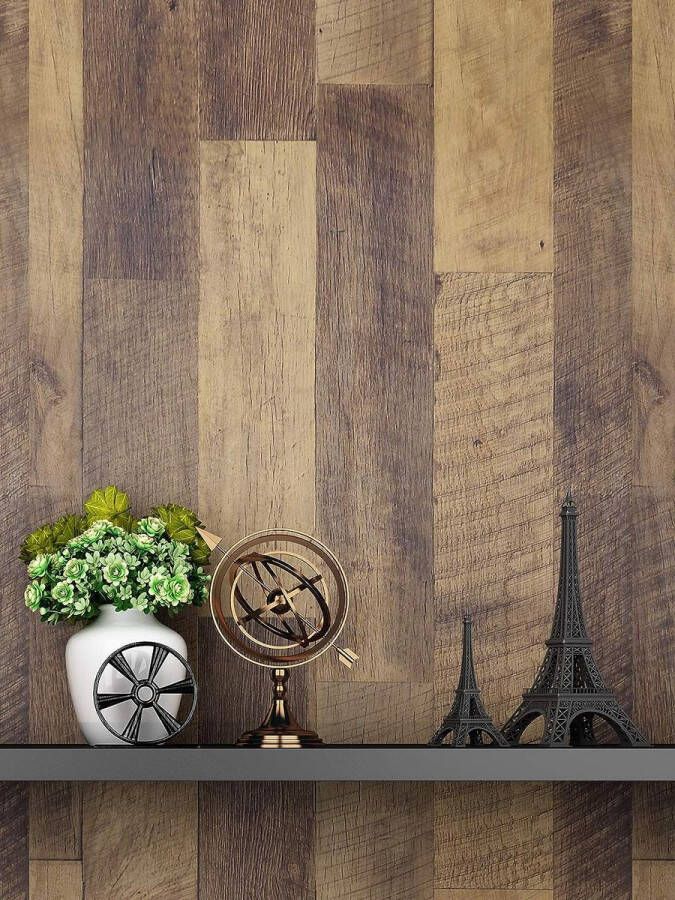 Meubelfolie Hout Zelfklevende Film 60CM x 5M Behang Bruin Waterdicht Houtlook Decoratieve Film Peel en Stick voor Woonkamer Kast Meubels Tafelblad