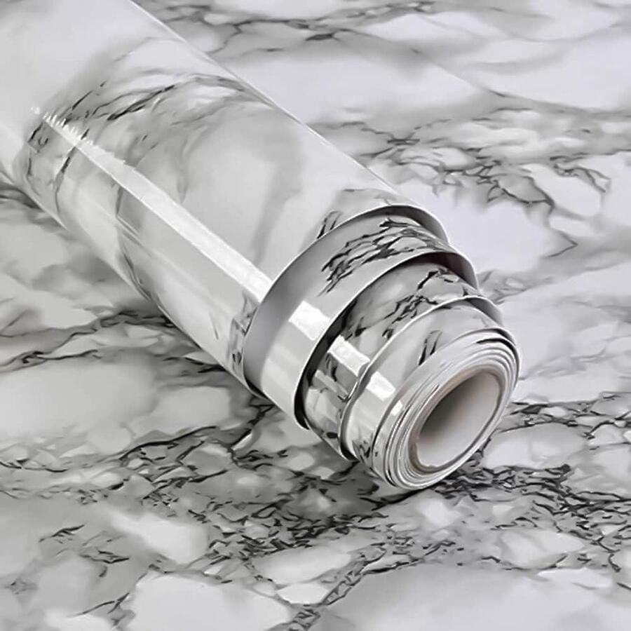 Meubelfolie marmer zelfklevende folie 60 x 300 cm decoratieve sticker voor keuken en kast YXHZVON