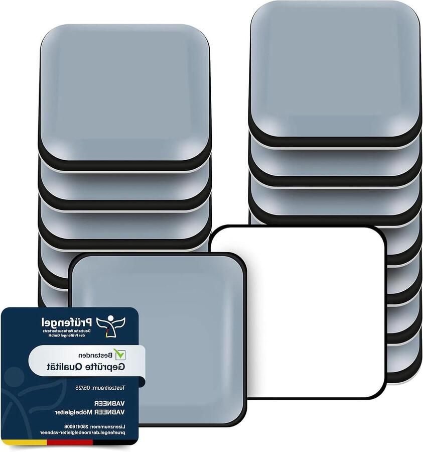 Meubelglijders 16 stuks voor het verplaatsen van zware meubels Vierkant 20 x 20 mm Zelfklevende meubelschuivers met PTFE Teflon Preventie van krassen en beschadigingen Eenvoudig te monteren