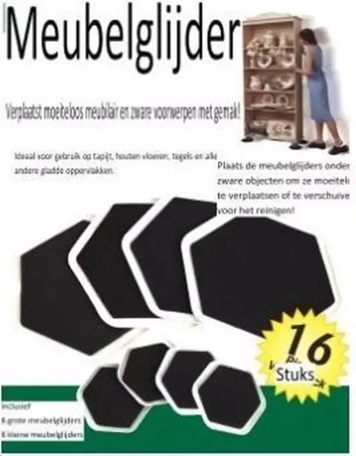 Meubelglijders Set van 16 stuks 8 groot + 8 klein