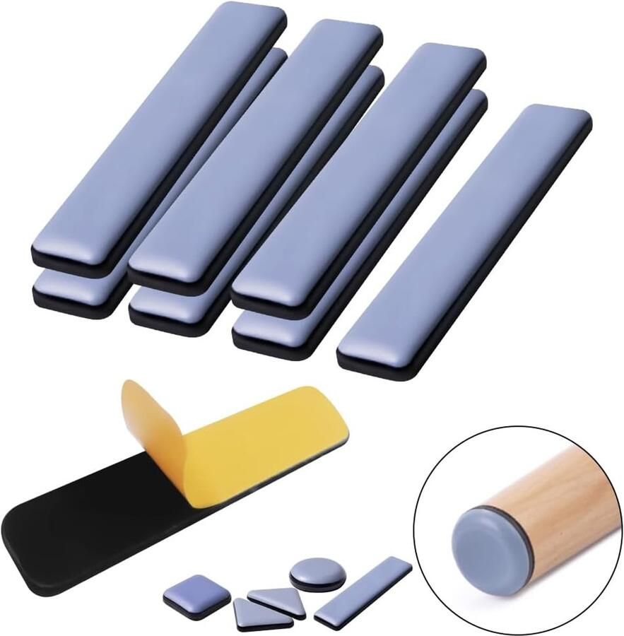Famanu Meubelschuifregelaars voor tapijt en hardhouten vloeren zelfklevende meubelglijders zelfklevende meubelschuifregelaars pads (rechthoek 15 x 75 mm)