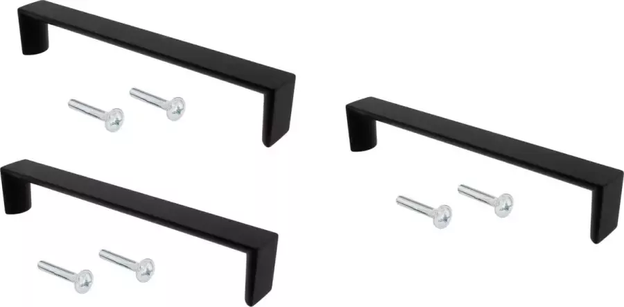 Meubelgreep Recht (3 Stuks) Mat Zwart 167mm Incl. 6 schroeven 40mm lang Handgreep
