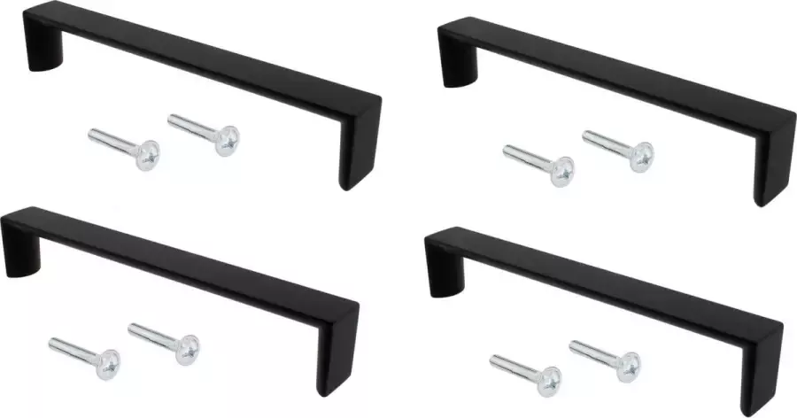 Meubelgreep Recht (4 Stuks) Mat Zwart 167mm Incl. 8 schroeven 40mm lang Handgreep