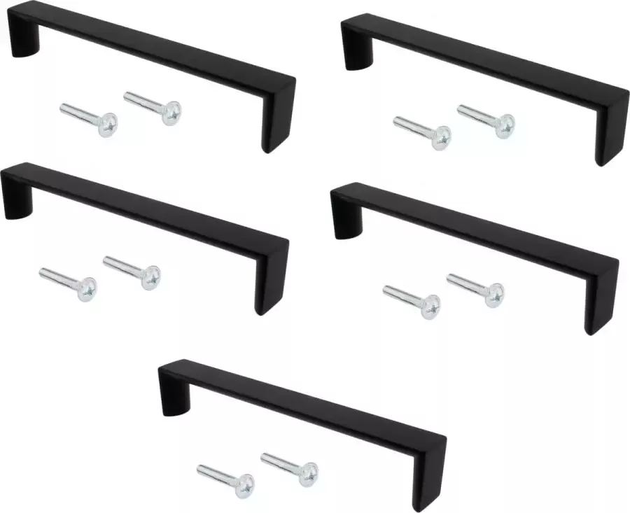 Meubelgreep Recht (5 Stuks) Mat Zwart 167mm Incl. 10 schroeven 40mm lang Handgreep