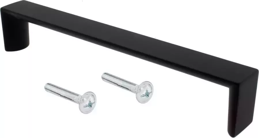 Meubelgreep Recht mat zwart model 167mm achterzijde afgerond inclusief 2 schroeven 40mm lang Handgreep