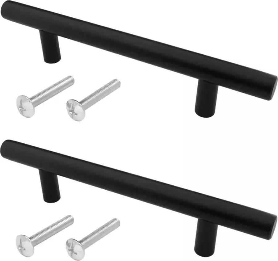 Meubelgreep Rond Zwart 252x12x192mm T-Model RVS Inclusief montageschroeven 2 stuks Handgreep