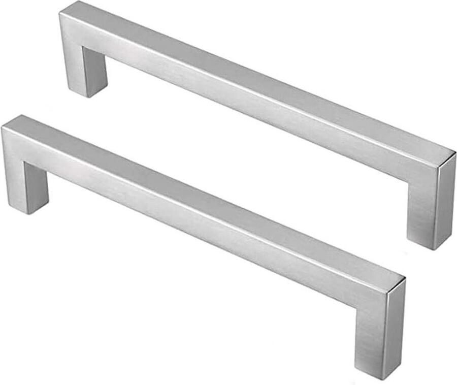 Meubelgreep stanggreep geborsteld roestvrij staal kastgrepen ladegrepen keukenkast buisbreedte 12 mm x 12 mm boorgatafstand 128 mm totale lengte 140 mm 10 stuks