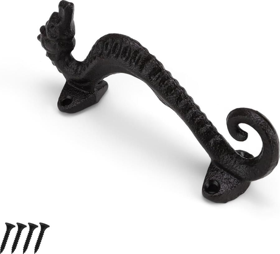 Meubelgreep zwart 170 mm vintage gietijzeren schuifdeurgreep schuurdeurgreep met schroeven kastdeurgrepen geschikt voor meubeldeuren ramen kasten tuindeuren enz