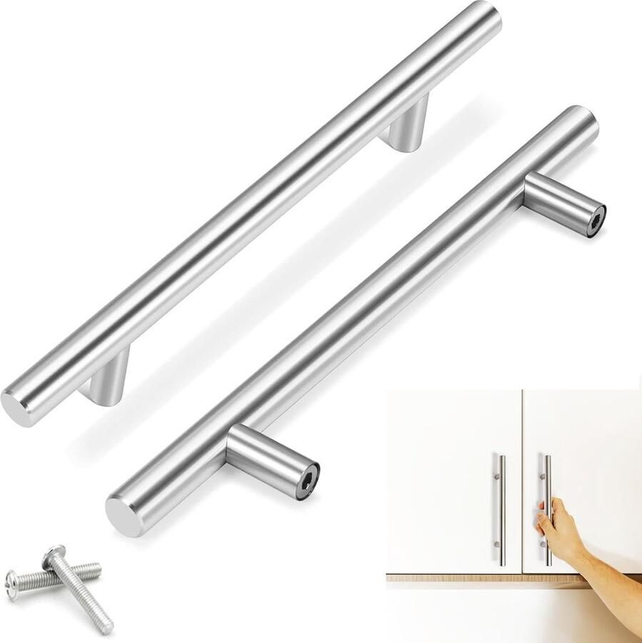 Meubelgrepen 10 stuks kastgrepen kastladedeurgrepen gatafstand 128 mm keukengrepen roestvrij staal staafgreep met schroeven voor kastlade kledingkast kastdeur