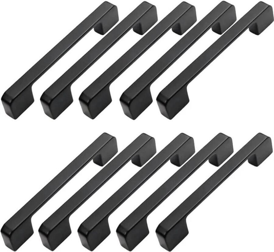 Meubelgrepen 10 stuks Meubelgreep handgreep Meubelbeslag handgrepen keukenkastjes handgrepen voor deurtjes Kastgreep Aluminiumlegering zwart incl schroeven 96mm hartafstand voor Keuken kast Deur lade