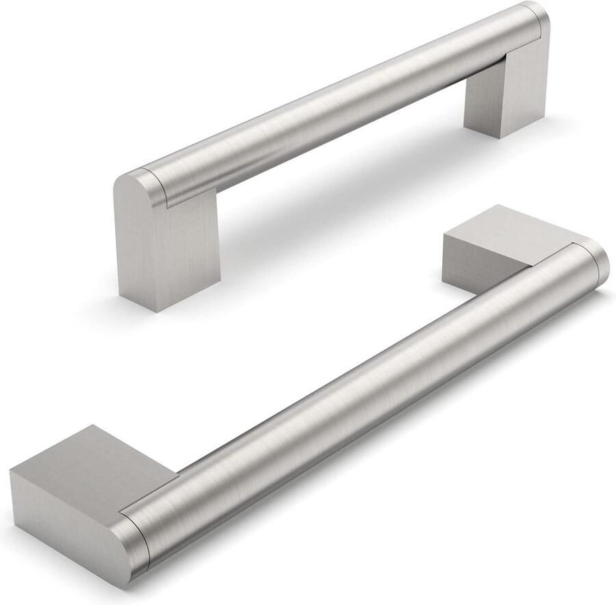 Meubelgrepen 128 mm boorgatafstand Roestvrij staal Kastgrepen keukenkastgreep Deurgreep badkamerdeur kledingkast Geborsteld satijn nikkel Set van 5 - Foto 2