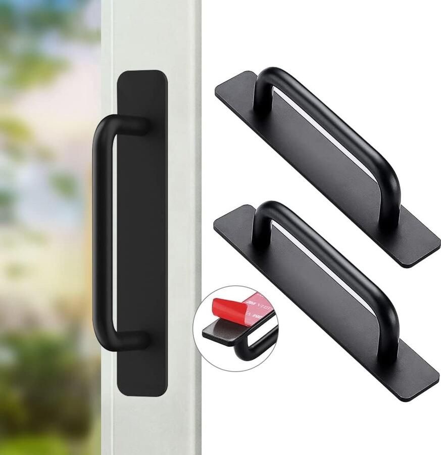 Meubelgrepen 2-pack Zelfklevend 147 mm Zelfklevende handgrepen Schuifdeurgrepen voor keuken slaapkamer ladekast keuken woondecoratie (zwart)