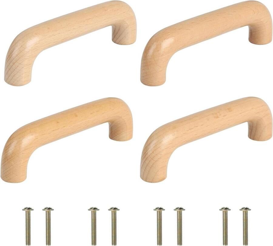Moderne houten meubels 4 stuks meubelgrepen 96 mm ladeknoppen keukenkasten gebogen handgrepen keuken schroeven inbegrepen