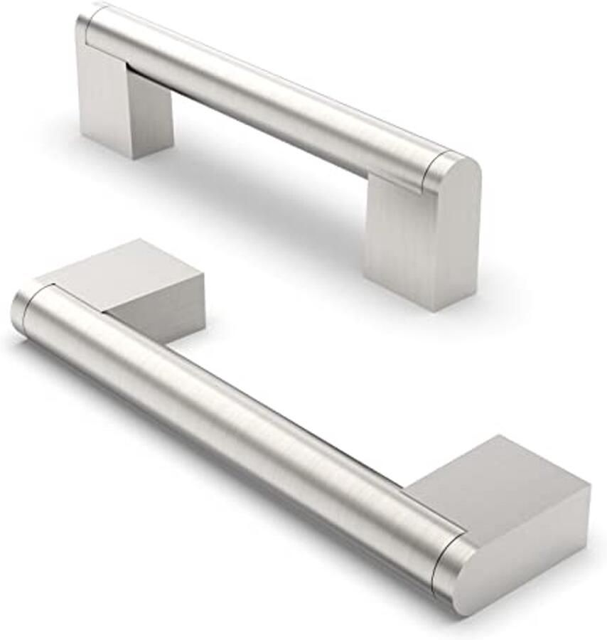 10 Stuks Roestvrijstalen Kastgrepen 96 mm Gatafstand en Geborsteld Nikkel