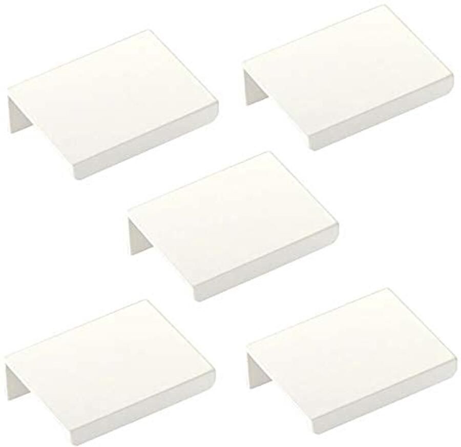 Meubelgrepen 50 mm Wit Ral 9003 Set van 5 Achterste Schroefgrepen voor Kasten en Lades