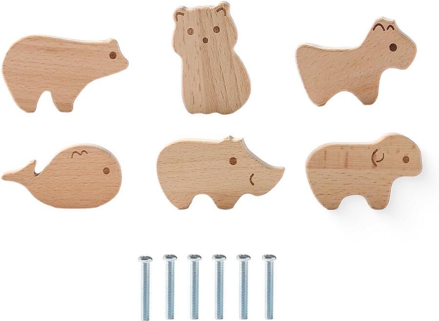 Meubelgrepen 6 stuks Houten meubelgrepen vintage voor kast lade keuken badkamer kast thuis kantoor meubilair