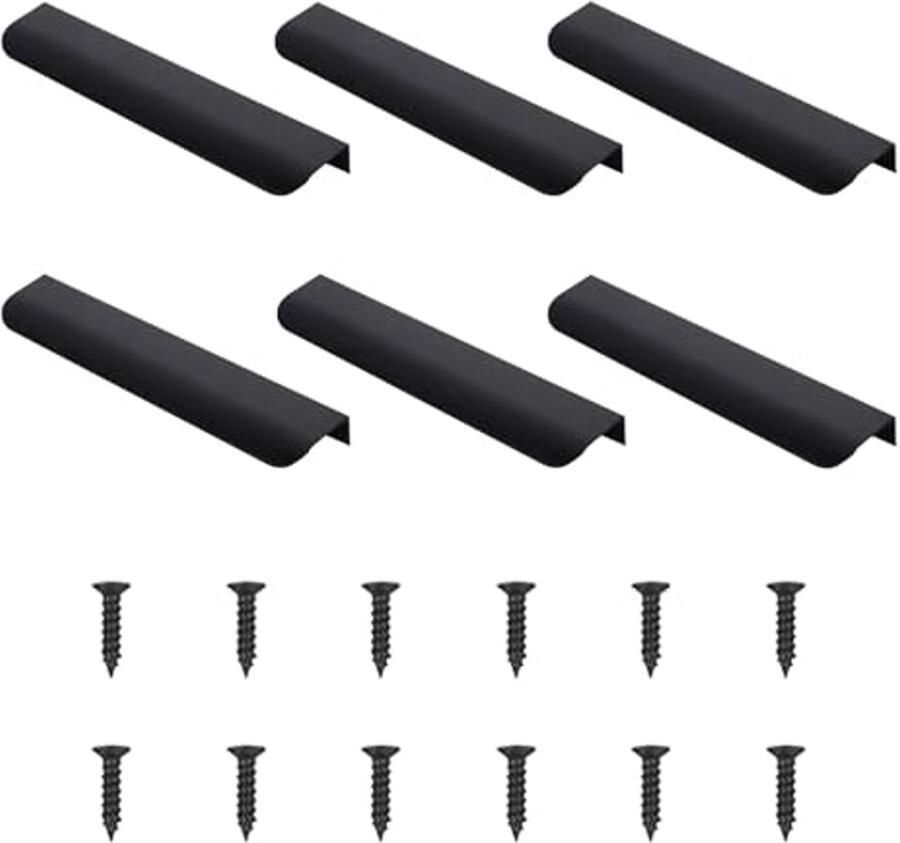 Meubelgrepen 6 stuks verborgen deurgreep voor kasten en lades zwarte aluminium handgrepen onzichtbare keukengrepen 12 cm