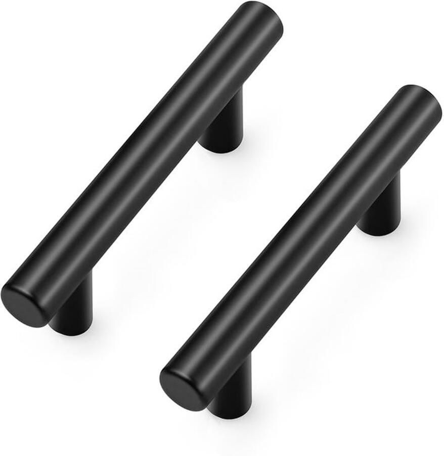 Meubelgrepen 64 mm zwart roestvrij staal 10 stuks