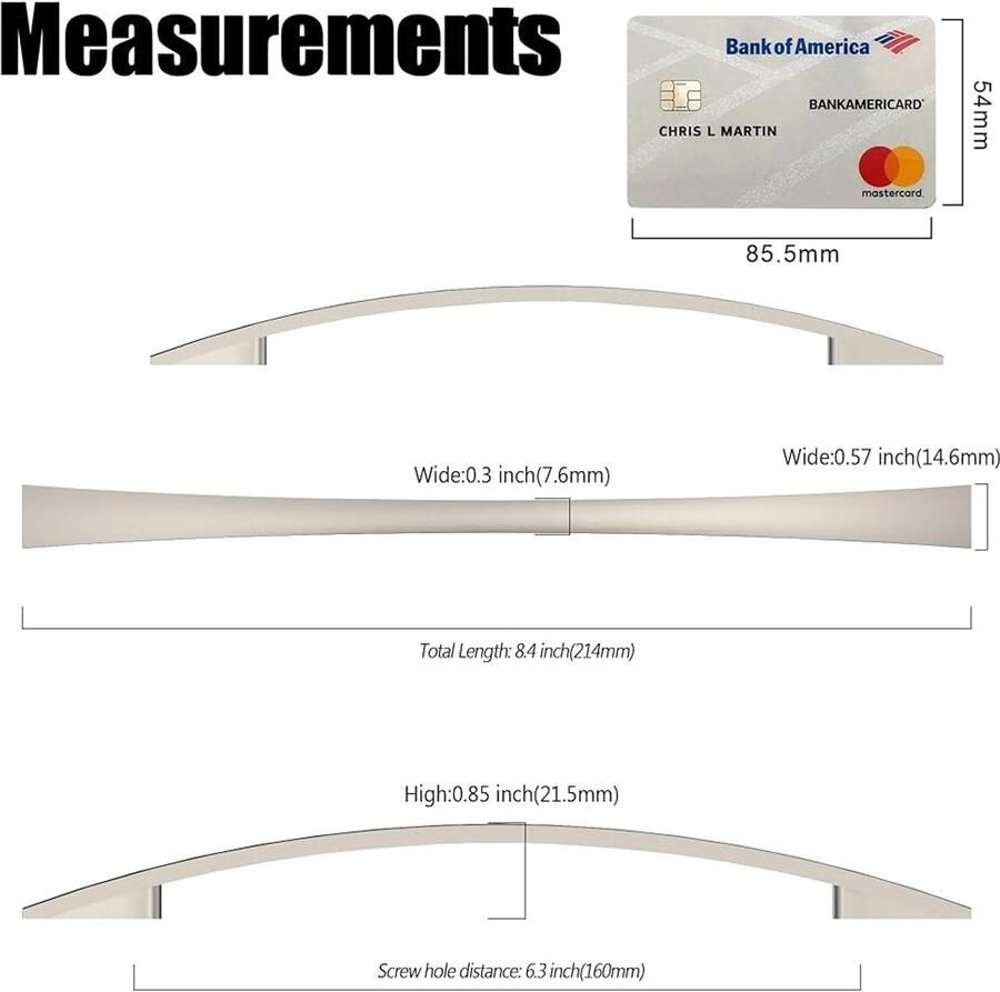 Meubelgrepen geborsteld nikkel set van 10 160 mm