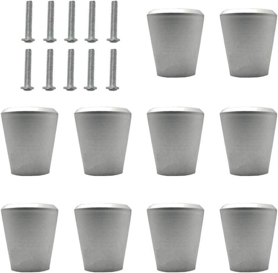 Meubelgrepen in set van 10 zilverkleurig Kegelvormig design Duurzaam en modieus Voor kledingkast keuken badkamer en meer