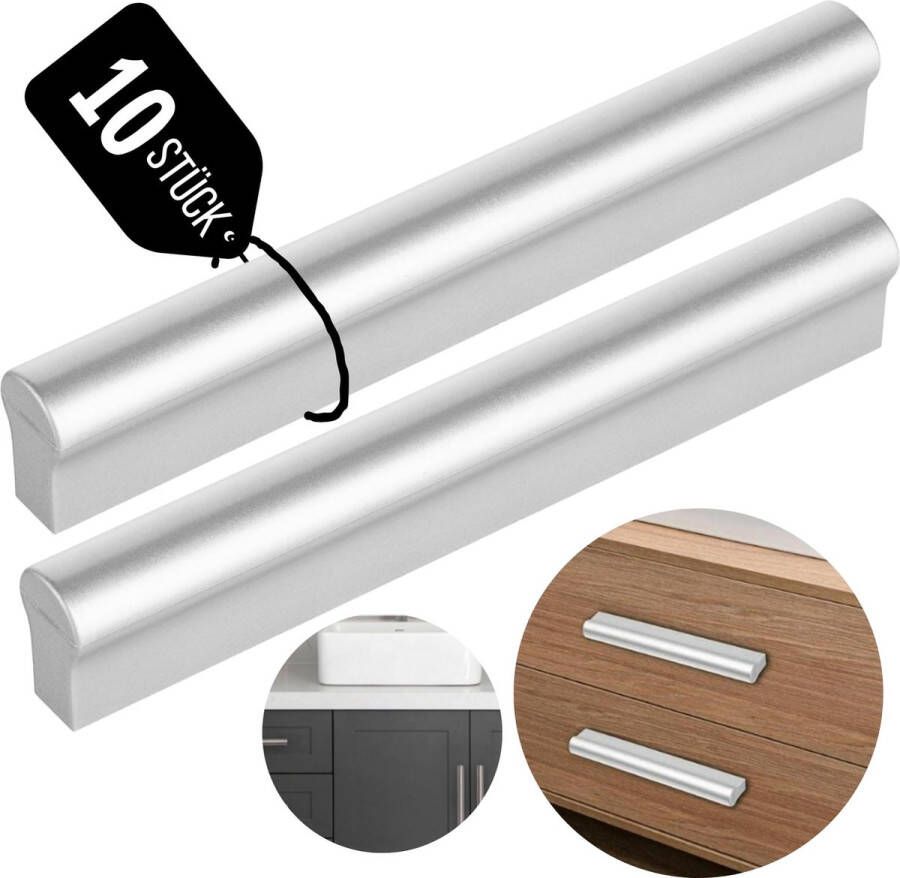 Meubelgrepen set van 10 stuks kastgrepen handgrepen voor keukenkasten twee punten handgrepen meubels 96 en 128 mm hoge kwaliteit deurgrepen keuken universele ladegrepen (zilver)