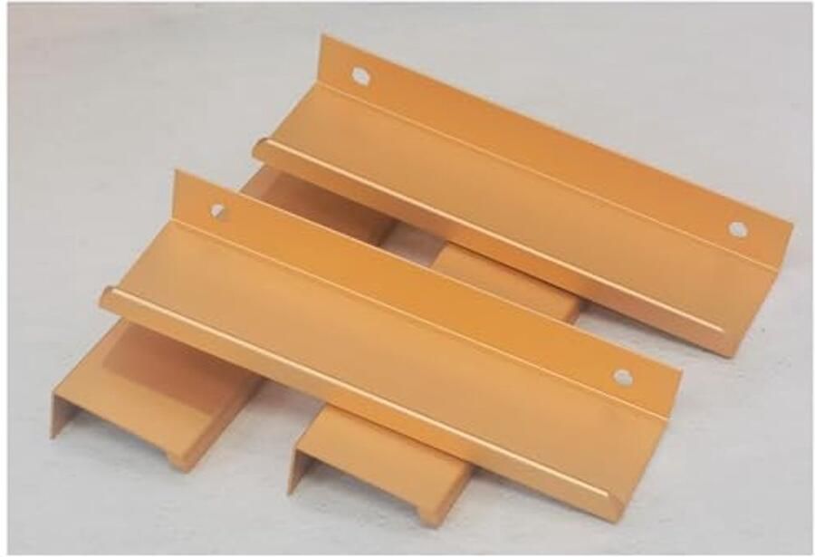 Meubelgrepen Set van 4 Verborgen Aluminium Deurgrepen in Mat Goud voor Kasten en Laden