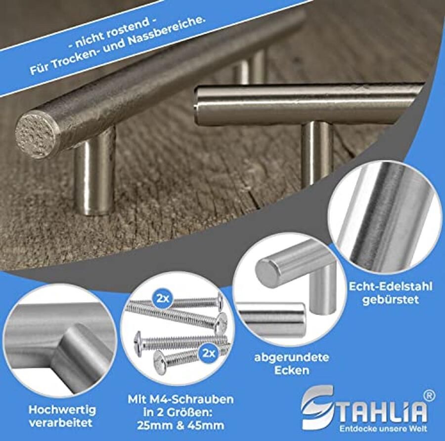 Meubelgrepen van geborsteld roestvrij staal 5 stuks 288 mm gatafstand voor kast en badkamer