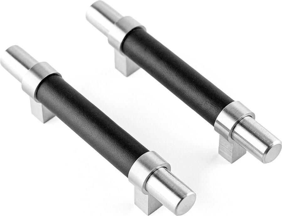 Meubelgrepen van staal en volnerfleer 76 mm middenafstand zilver en zwart 8 stuks kastgrepen voor keuken badkamer kasten Brute Strength cabinet handle black