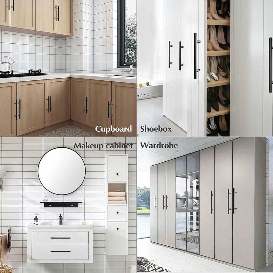 Meubelgrepen voor Keuken 20 Stuks Zwart Roestvrij Staal Ø 12 mm