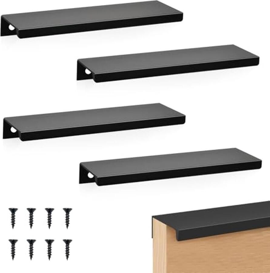 Meubelgrepen voor Keuken en Slaapkamer 4 Stuks Verborgen Deurgreep Zwart 120 mm